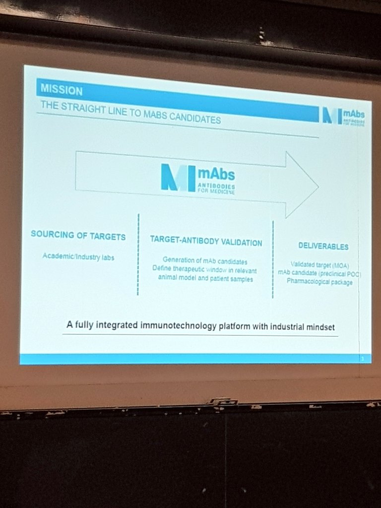 PoleEurobiomed's tweet photo. "Une structure intégrée pour une validation précoce de cibles thérapeutiques à l'aide d'anticorps monoclonaux" présentation de F. Romagné #MimAbs aux rencontres thématiques #ImmunoOncologie du @PoleEurobiomed @aphm_actu @Immunopole #anticorpsmonoclonaux https://t.co/VWdu7JHJm7