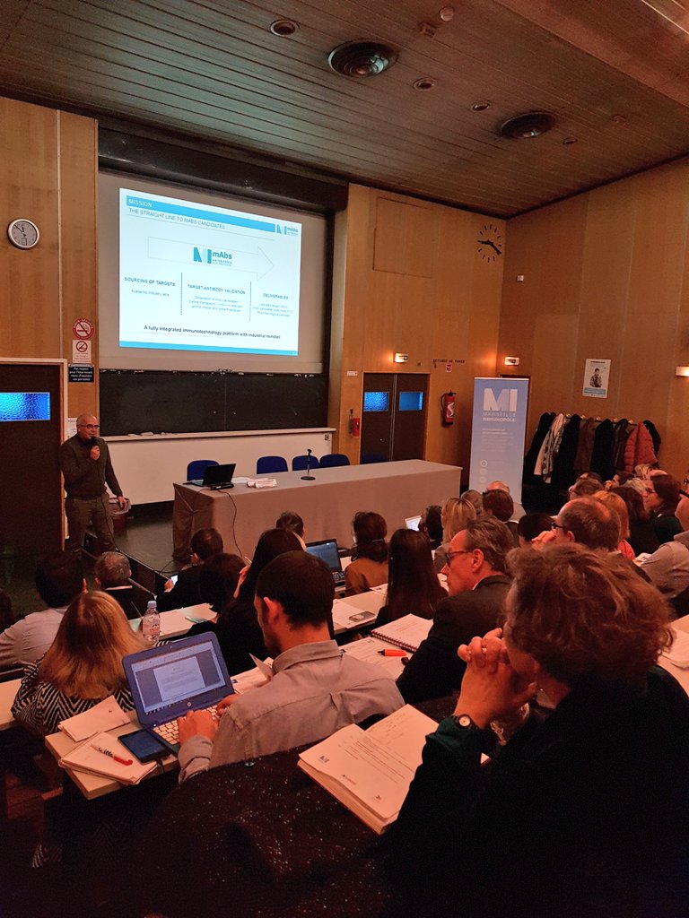 PoleEurobiomed's tweet photo. "Une structure intégrée pour une validation précoce de cibles thérapeutiques à l'aide d'anticorps monoclonaux" présentation de F. Romagné #MimAbs aux rencontres thématiques #ImmunoOncologie du @PoleEurobiomed @aphm_actu @Immunopole #anticorpsmonoclonaux https://t.co/VWdu7JHJm7
