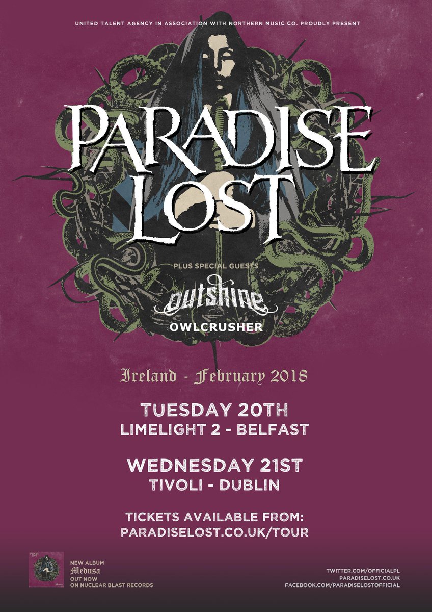 We are supporting <a href="/OfficialPL/">Paradise Lost</a>  on their Irish tour!