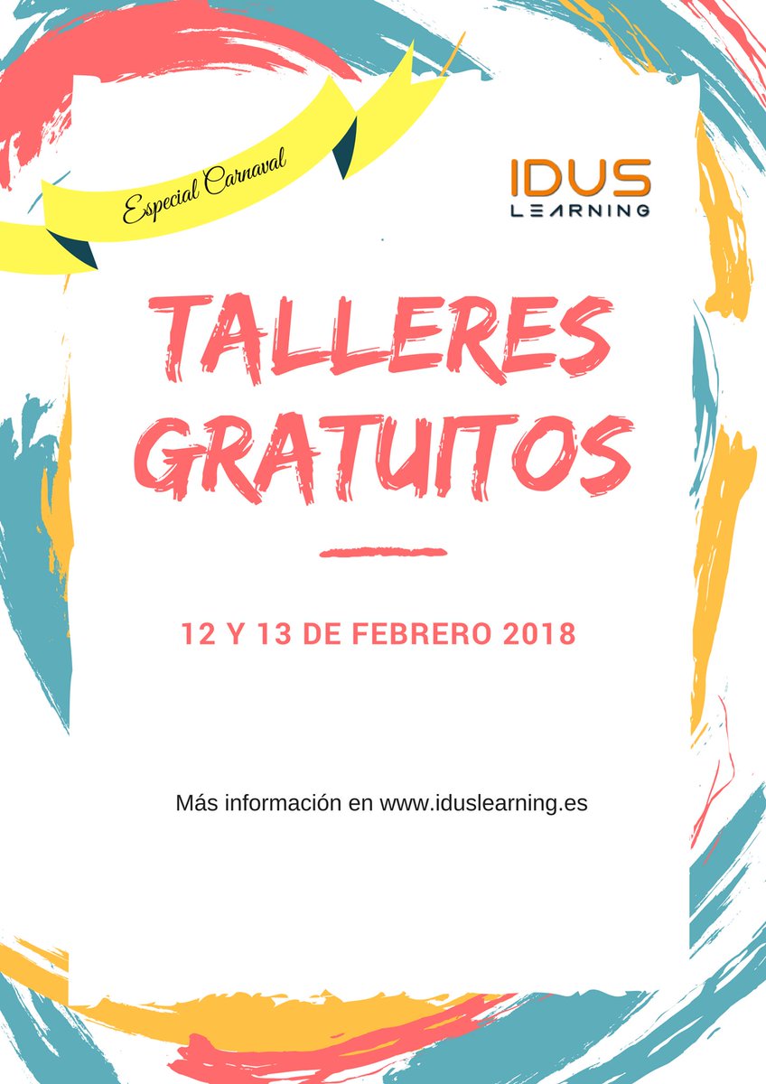 IDUS_Learning's tweet photo. Especial carnaval, talleres gratuitos para niños, mas información en https://t.co/KeXggCTiKE, o en el 947230663 / info@iduslearning.es https://t.co/9evBsOlDuH