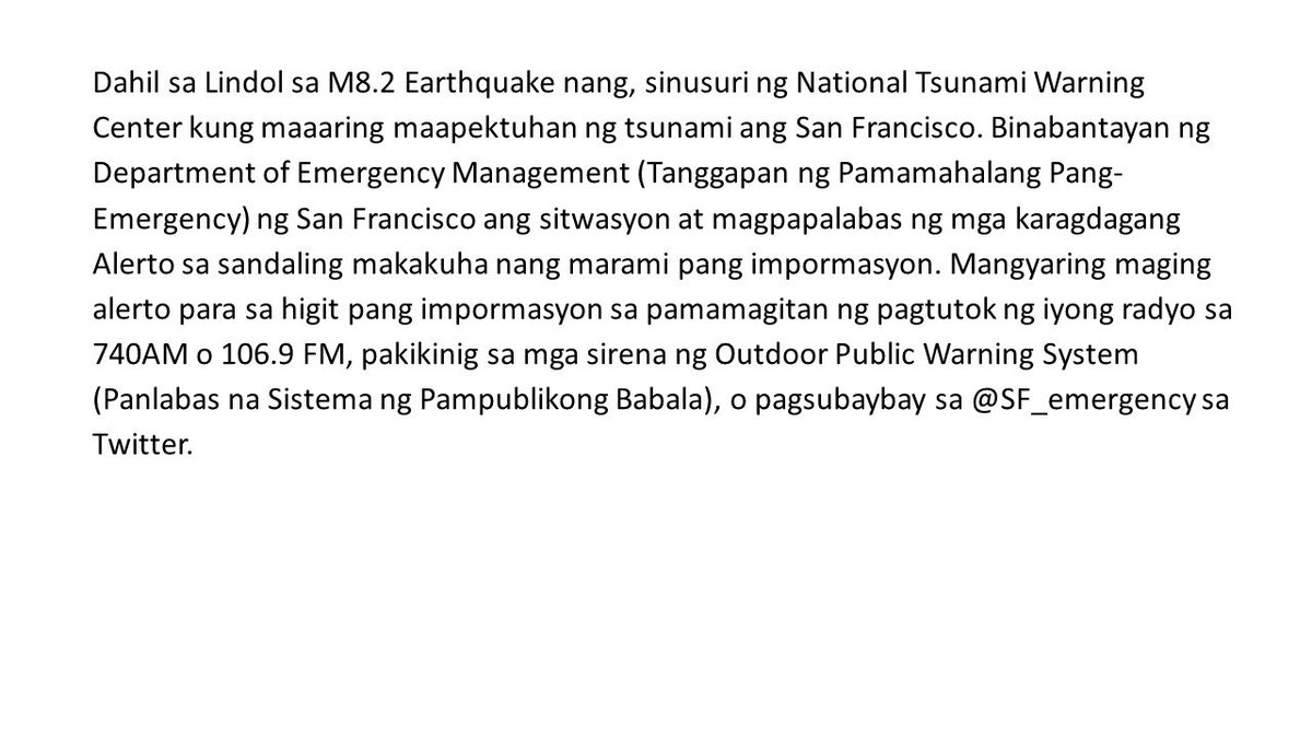 SF_emergency's tweet image. Tsunami Watch for #SF. If you are w/in SF &amp;amp; 3 blocks of the Pacific Coast or w/in 5 blocks of SF Bay, PREPARE TO EVACUATE SO YOU ARE READY IF EVACUATION IS NEEDED. Check on neighbors who may need help. Visit sf72.org/hazard/tsunamis to see if you are in the evacuation zone.