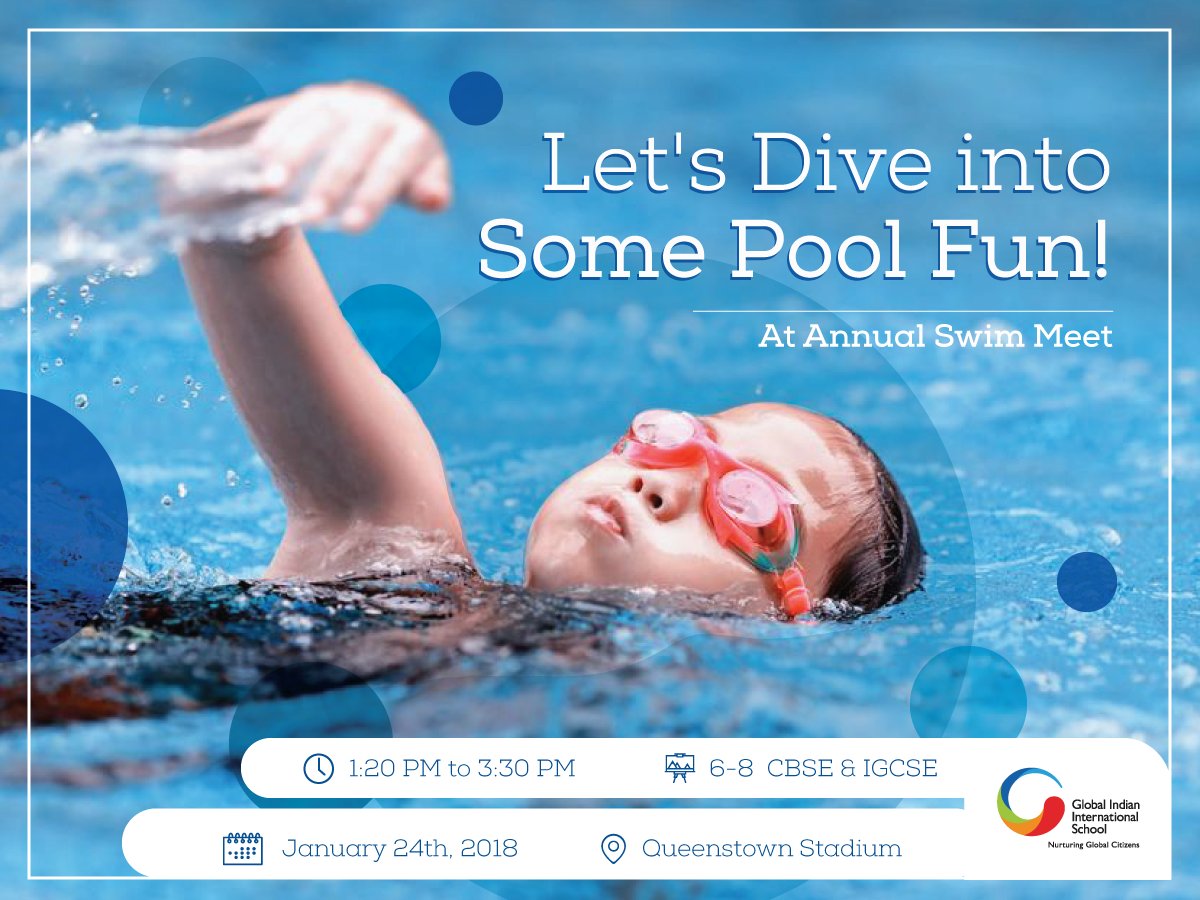 Global_Schools's tweet photo. GIIS #Queenstown CBSE and IGCSE students will get #swimming lessons at the #AnnualSwimMeet on 24th January, 2018. See you there!
#GIISEvents #Singapore #CBSE #IGCSE #Swim https://t.co/DbY8XtaS8A