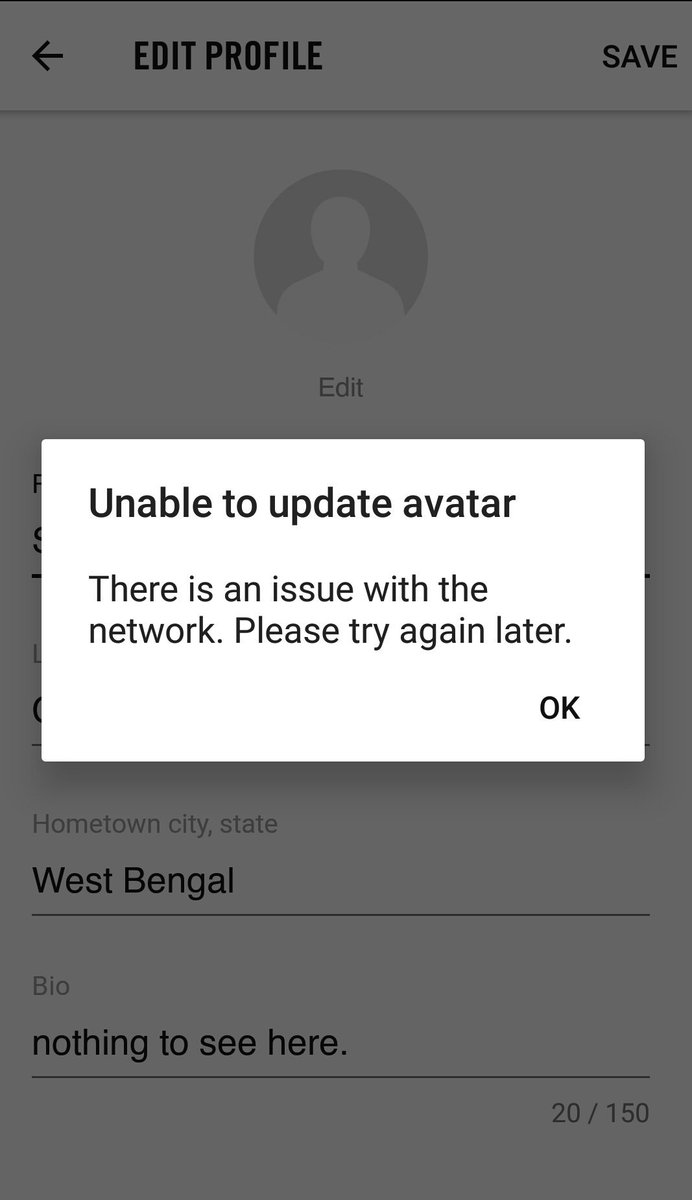 supbrahbhat's tweet photo. @NikeSupport Umm no. I've been getting this, though, right from when I first attempted changing my pic. Should've added that earlier. https://t.co/jzhytyZOSz