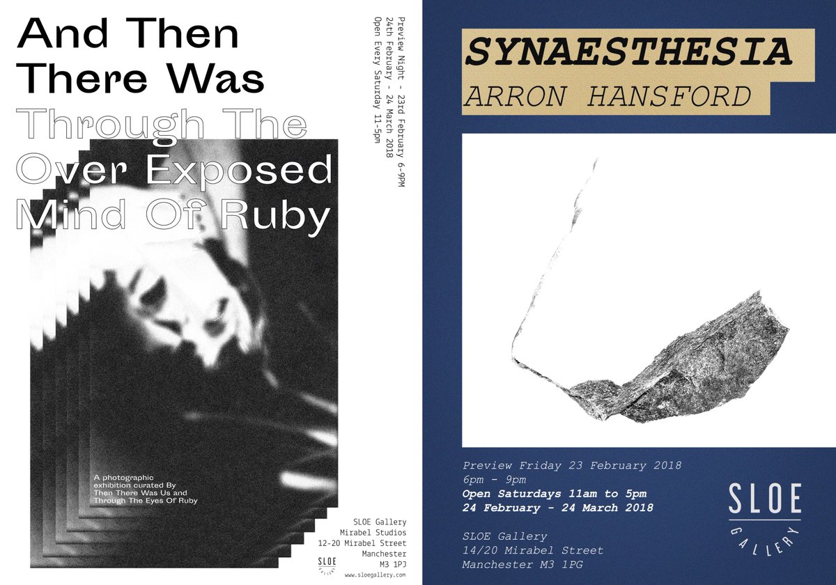 Excited to announce our second opening of 2018 will be double-bill exhibition: 'Through the Over Exposed Mind of Ruby' &amp; 'Synaesthesia'. Save the date! Preview 23 Feb 6-9pm, join the event page for more info! bit.ly/2DohjmN