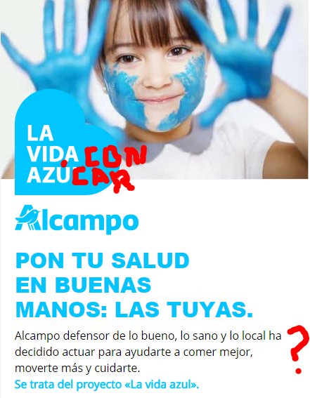 SinAzucarOrg's tweet photo. Solicitamos la retirada de la campaña "La vida azul" de @alcampo
Está cargada de productos insanos repletos de azúcar.
¿Compartes? RT para difundir. https://t.co/BA9bqtoQKI