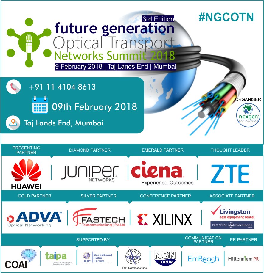 NexgenConferen1's tweet photo. #15DaysToGo #Blockyourseatfast #NGCOTN #NGC
@HuaweiIndia @JuniperNetworks @Ciena @ZTEPress @ADVAOpticalNews #FastechTelecommunications @XilinxInc @microlease @ConnectCOAI @TAIPA #BroadbandIndiaForum @ITU #NGNForum @EmreachGlobal @PRAgencyinDelhi : https://t.co/wrU81CICSQ https://t.co/uU5orKsgJ2