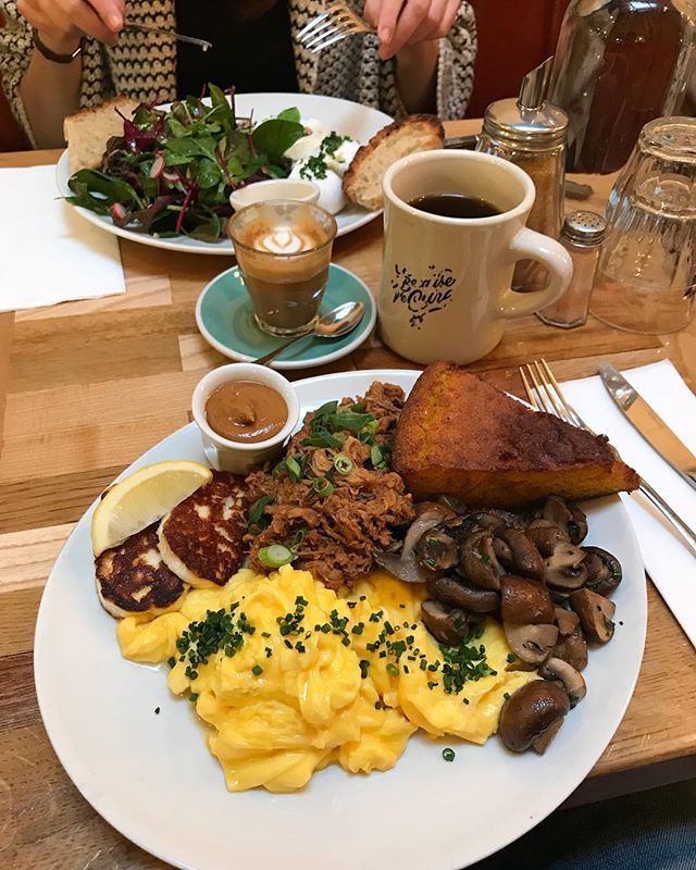 holybellycafe's tweet photo. 😊 GOOD STUFF 😊 Housemade cornbread, cashew nut butter, mushrooms, haloumi, pulled pork, filter coffee... THE GOOD STUFF! 🙌 #EatYourBreakfast #LaBase #EggsAndSides #Everyday #NineToFive #KitchenTillFour #ItsGoodBecauseWeCare https://t.co/iNcR8HJL4A https://t.co/q6CrmBzLXe