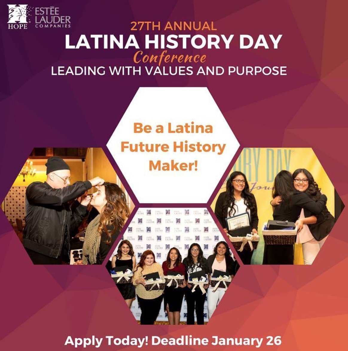 DrBettyUribe's tweet photo. Looking forward to being the opening speaker for this event! If you or someone you know is enrolled as a college student with a GPA of 3.0 or higher between 18-23 y.o. & interested in a one of a kind opportunity at #LHD18, apply to be a Latina Future History Maker. https://t.co/slAIznlevn