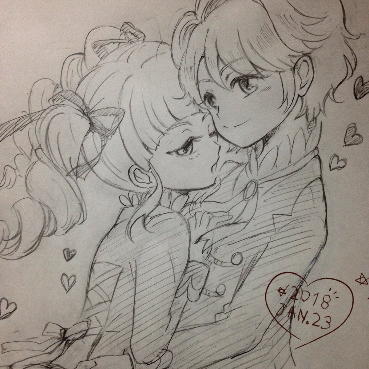 私も押しコンビが顔くっつけてる絵が描きたかった✌️ 