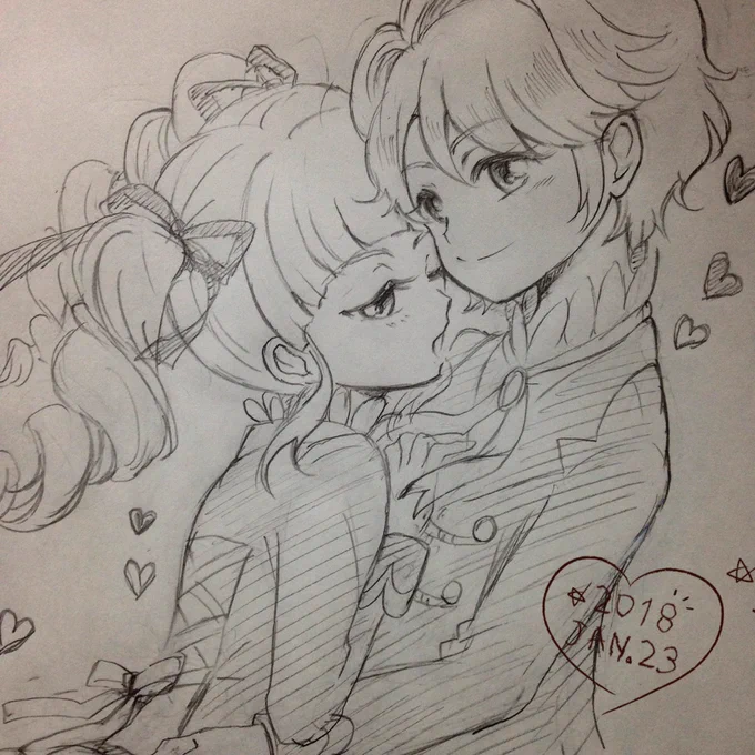 私も押しコンビが顔くっつけてる絵が描きたかった✌️ 
