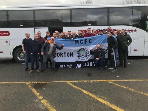 Manchester City fans on the way down to Bristol today. #MCFC