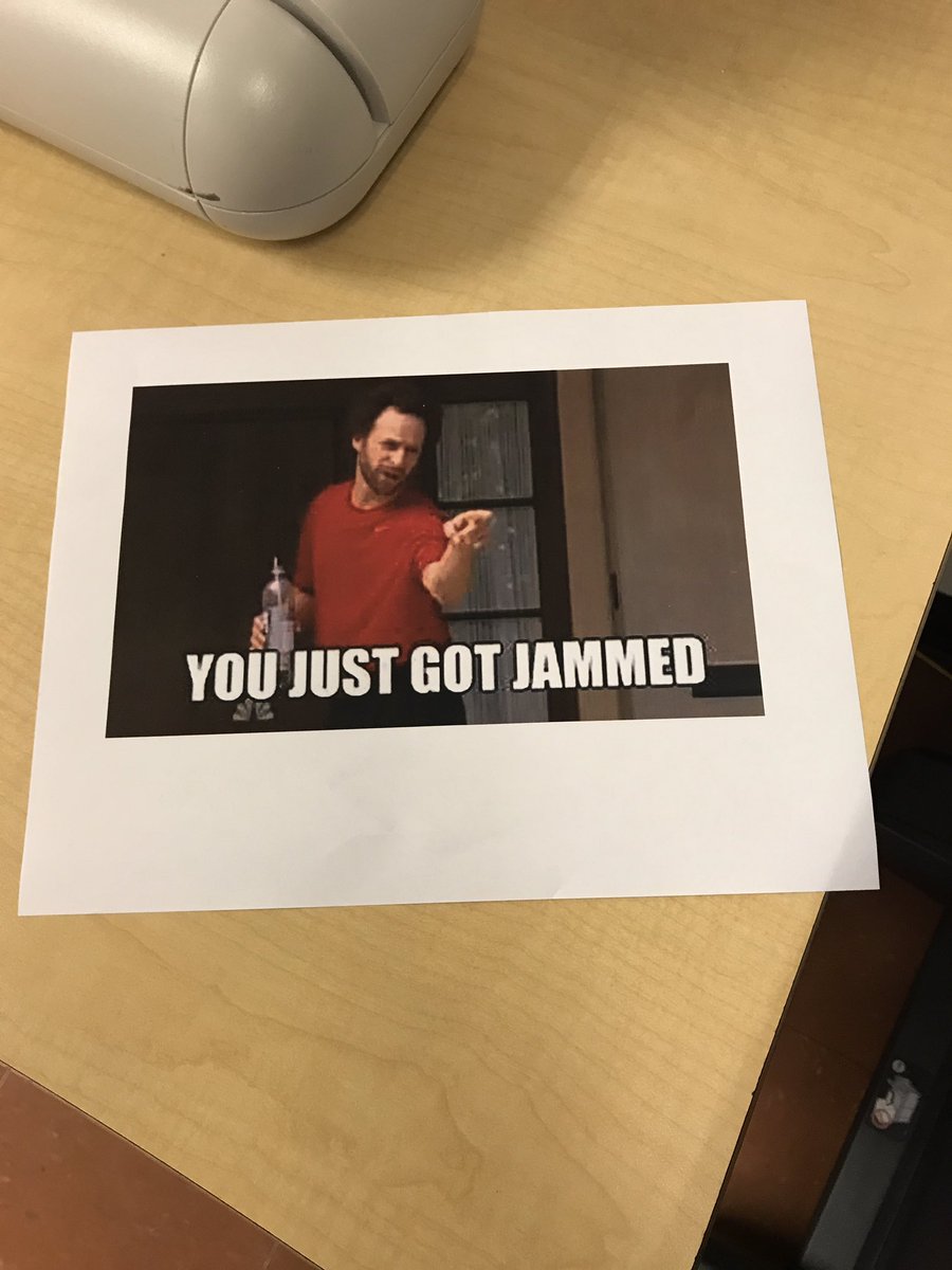 mrskellyhistory's tweet photo. This made my morning. Placed new t to the copier that always jams. #copierproblems #ParksandRec4Ever https://t.co/zSfLvsiiTH