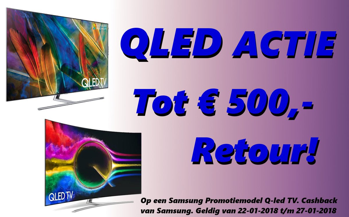 PraalderHiFi's tweet photo. De Samsung Q-LED Actie van deze week! Wij zijn één van de trotse verkooppunten die deze actie aan mogen bieden! Kom de modellen bekijken in onze showroom.

Voorwaarden van deze actie op:
https://t.co/mpzikuIEeh https://t.co/SZsaalmBJZ