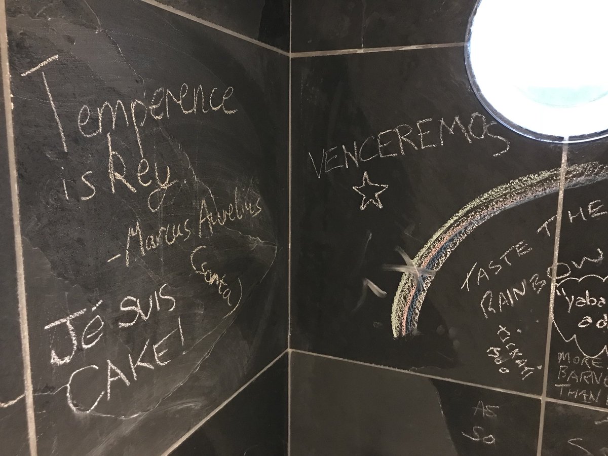 JamieBGall's tweet image. In love with this idea! @surface_cafe put chalk in the toilet. Where some places suffer graffiti this cafe celebrate contribution.