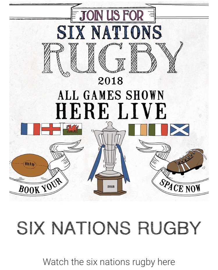 PubTheHope's tweet photo. Watch all #6Nations2018 games live here! For info on drinks packages email Carlea at enquiry@thehopepub.co.uk https://t.co/HRxQy4QLKv