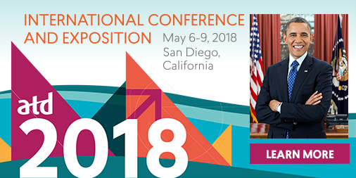 atd's tweet photo. Join #ATD in San Diego: celebrate 75 years, opening keynote address by President Barack Obama. May 6-9, 2018. Early bird rates end Jan. 31. https://t.co/Wj2AGN1ywS https://t.co/IauNu24UO8
