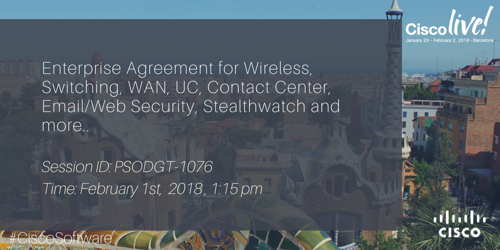 CiscoSoftware's tweet photo. We can't wait to see you at #CLEUR. Join us at the #EnterpriseAgreement session PSODGT-1076 #TrueForward https://t.co/i0GyZs5LzZ https://t.co/898RUNQvfm