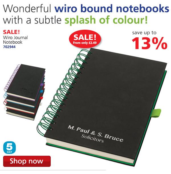 4imprintUK's tweet image. Wonderful wiro bound notebooks with a subtle splash of colour! Save up to 13% off the Wiro Journal notebook on SALE! from only £2.49! #notebooks #brandednotebooks #promonotebooks bit.ly/2DFfhC8