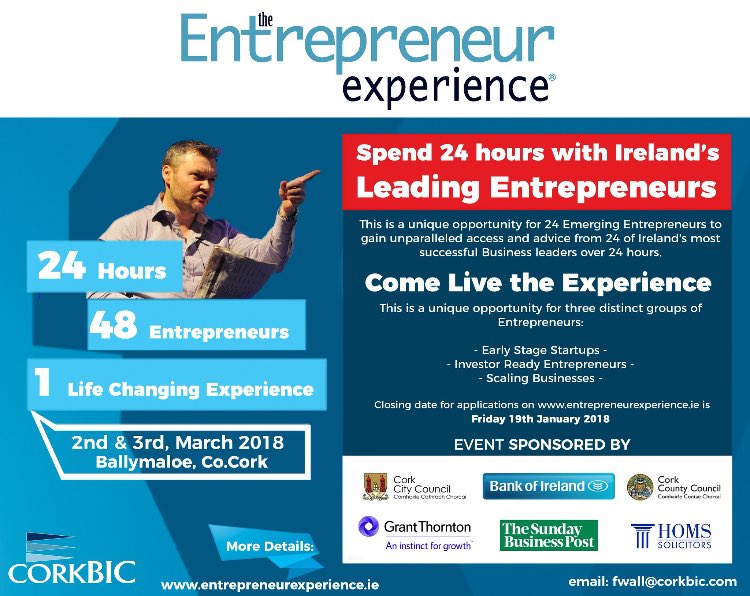 Laura_Mellett's tweet photo. Startups, SMEs and Entrepreneurs -  Only a few more days left to apply for the @CorkBIC 24 Hour Entrepreneur Experience!! #EntExp24 - apply here: https://t.co/Sk7I18Mk0Q https://t.co/rBZmk84z60
