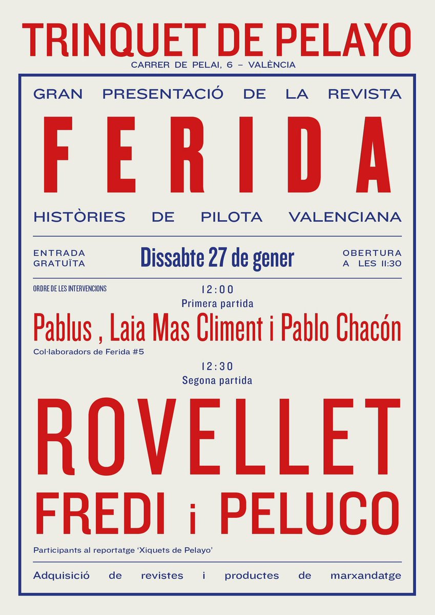 En pilota es diu que no s’és figura fins no es triomfa a Pelayo. Nosaltres debutem a La Catedral el dissabte. Celebrem el primer aniversari! Donen?