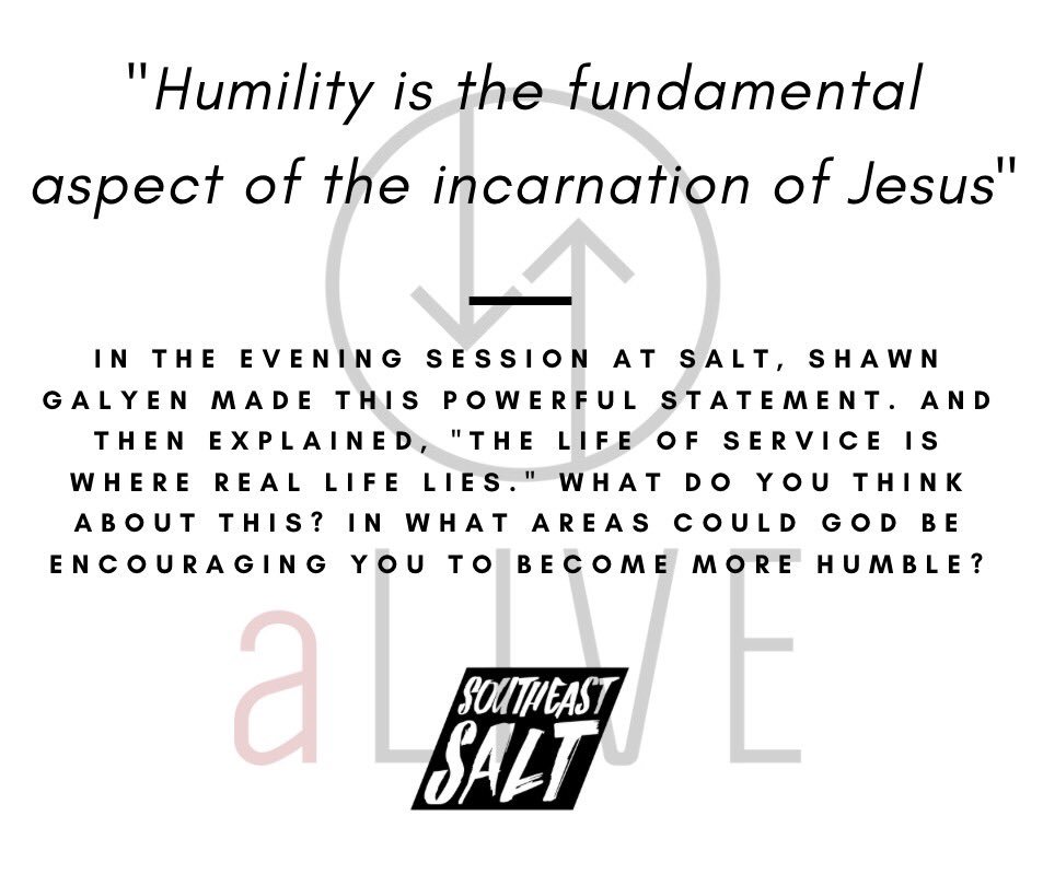 XASoutheastSALT's tweet photo. Post-SALT Challenge Week 3:
In what ways is God encouraging you to be more humble?

You can listen to Shawn’s message again on iTunes or the media page of https://t.co/jG80sc5FH5 https://t.co/ziaGZAR2Pw