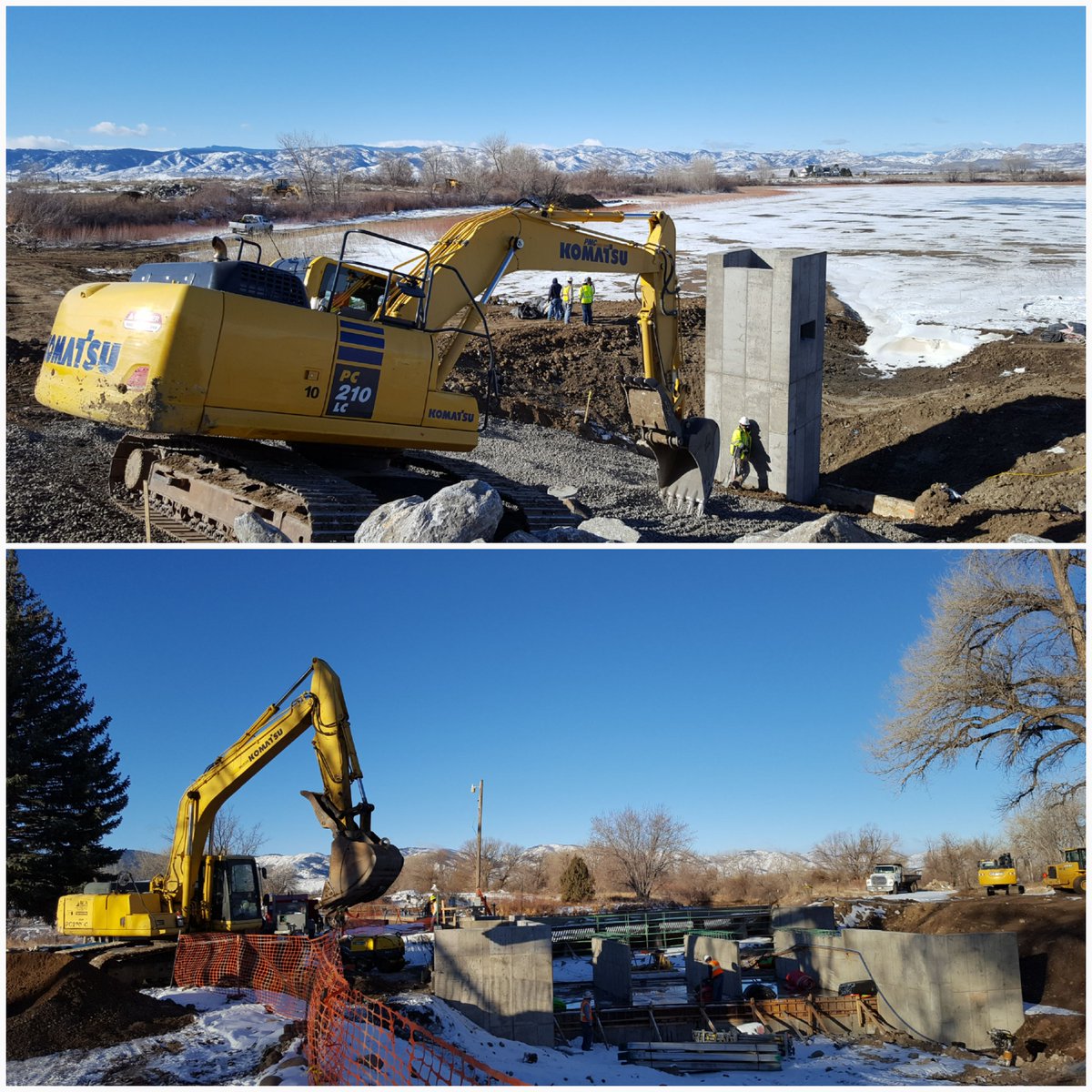 CWCB_DNR's tweet photo. Beautiful day for water projects!
Top: North Poudre Irr Co Reservoir 10 outlet.
Bottom: Larimer & Weld Irr Co canal headgate.
#CWCBLoanProgram https://t.co/PjqhYBcZRd