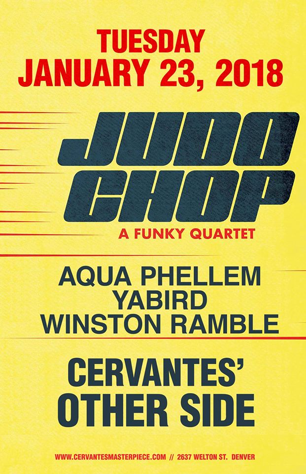 TONIGHT!
Join us for #JudoChop with @AquaPhellem, #YaBird and <a href="/WinstonRamble/">Winston Ramble</a> at Cervantes' Other Side. See you there!