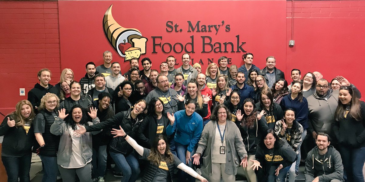 paigeoncyber's tweet photo. Wow!!! Look at all the @symantec @LifeLock volunteers at @StMarysFoodBank! 1,152 Emergeny food boxes and 1,920 bags were packed. Way to go team!!! 👏🏻 https://t.co/rdybJqDcFf