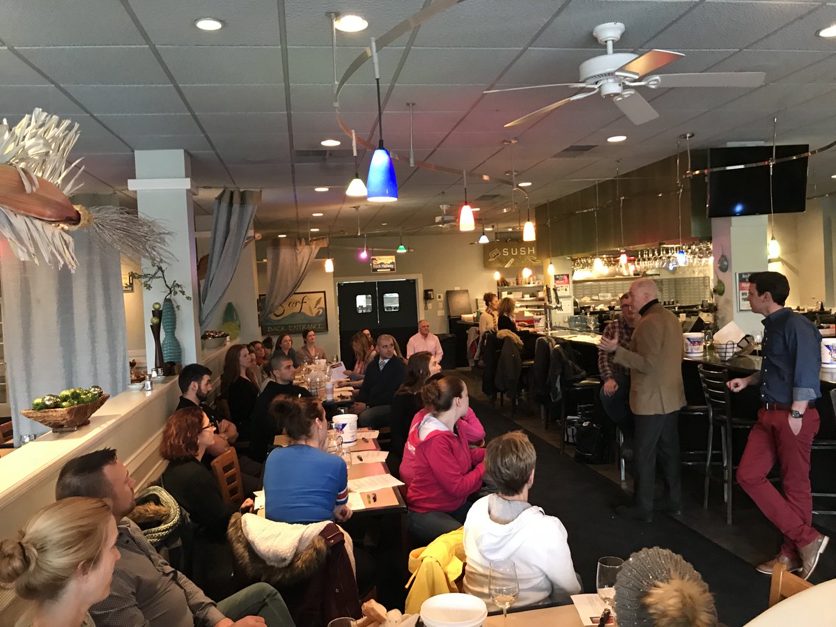 MT_Dining_Group's tweet photo. Today our staff is starting off #NHWineWeek with a company wide Wine Seminar with Wine Importer Serge Dore &amp; Winemaker Benjamin Farjon! #NashuaNH #SurfNashua #DowntownNashua https://t.co/X1RgKxIhRi