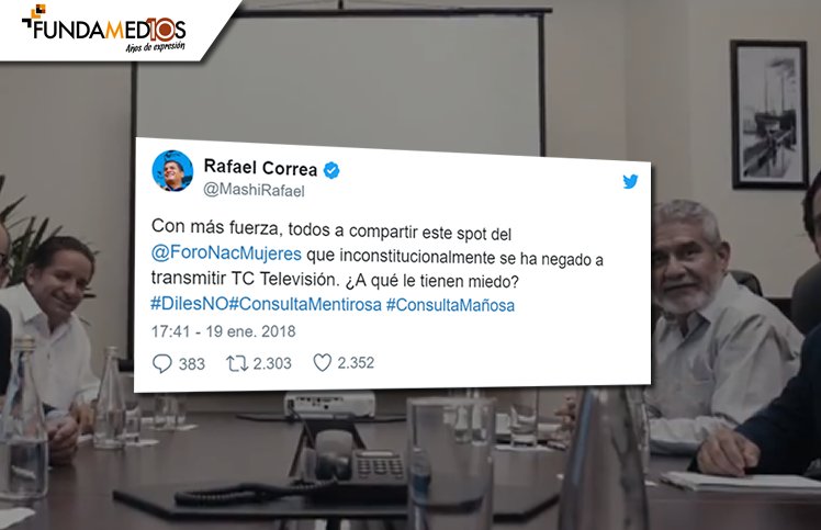 Grupo afín al correismo denuncia censura de spot por el “no” para consulta popular. bit.ly/2n48CYW