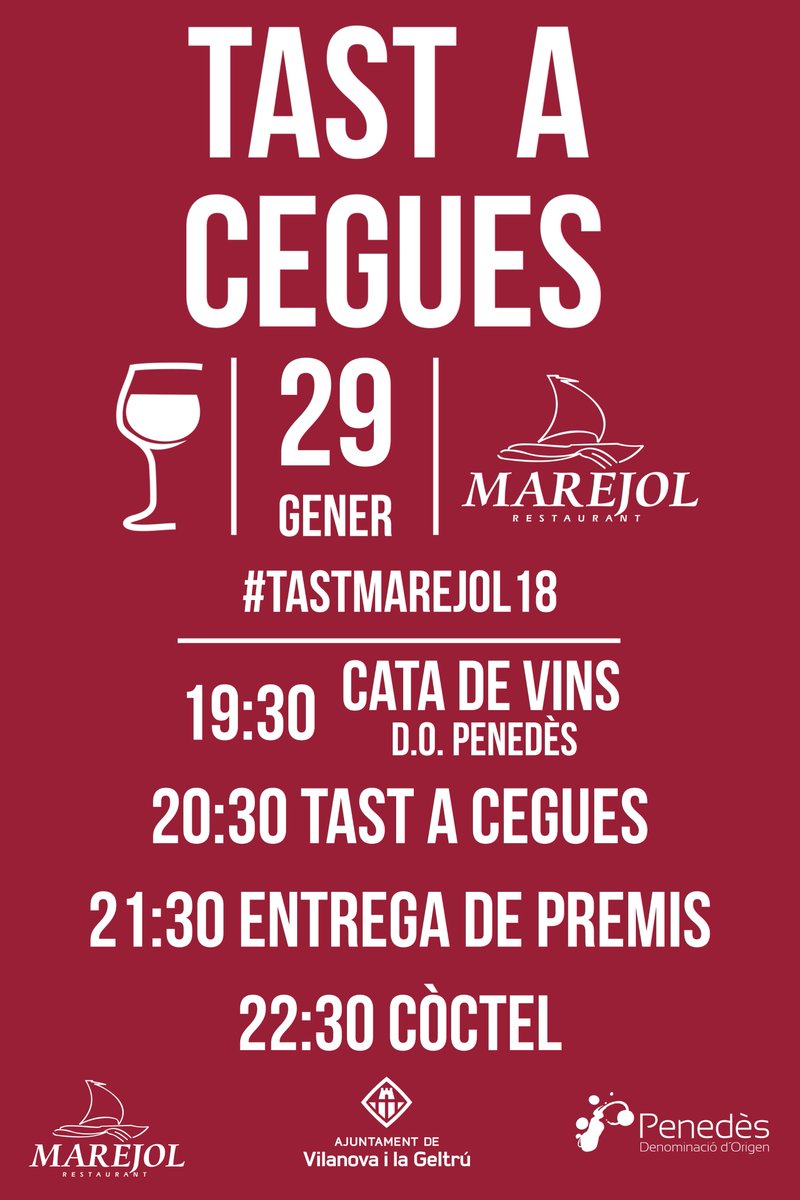 ElMarejol's tweet photo. Aquí teniu el cartell del V Concurs de Tast a Cegues de la setmana que ve! 🍷
 Enllaç a l'esdeveniment: https://t.co/AZSLcd4EOJ https://t.co/Bve8RC2nxM