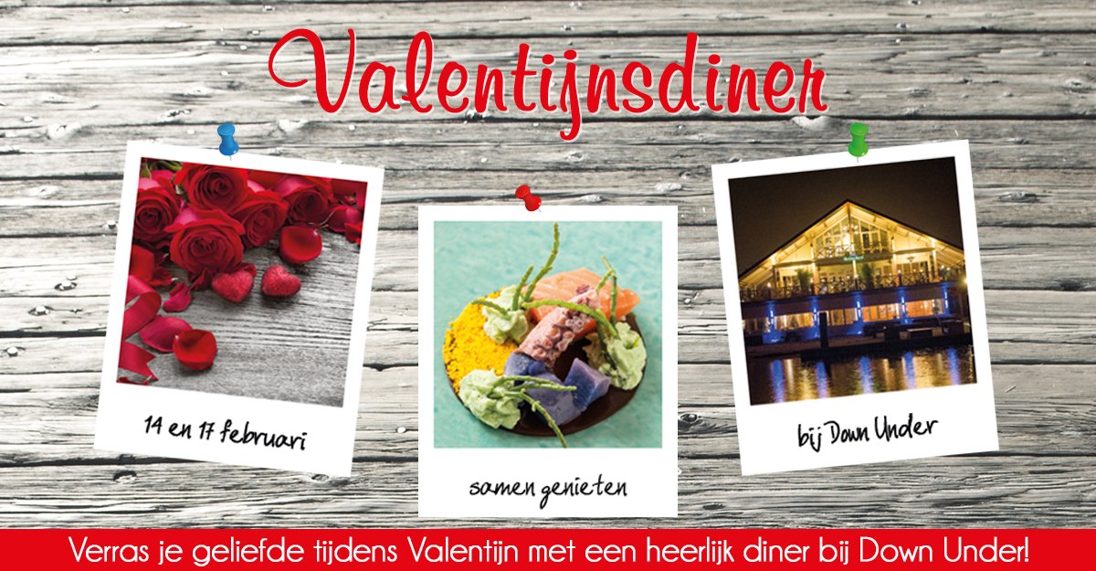 Verras je geliefde en kom romantisch dineren op 14 en 17 februari bij Down Under! 💕 
Reserveren kan via: bit.ly/2Dpakdp #valentijn #valentijnsdiner #liefde #nieuwegein