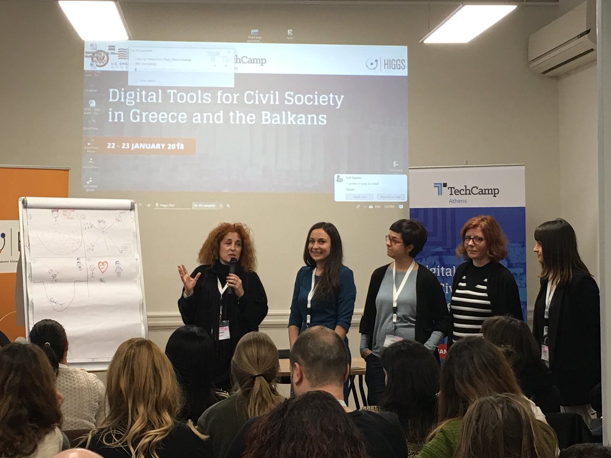 ElenAlexaki's tweet photo. Presentations started - how to do digital fundraising; use social media with limited resources; storytelling and more @TechCampGlobal @USEmbassyAthens @HIGGS #TechCampAthens2018 https://t.co/dpgn9kNt23
