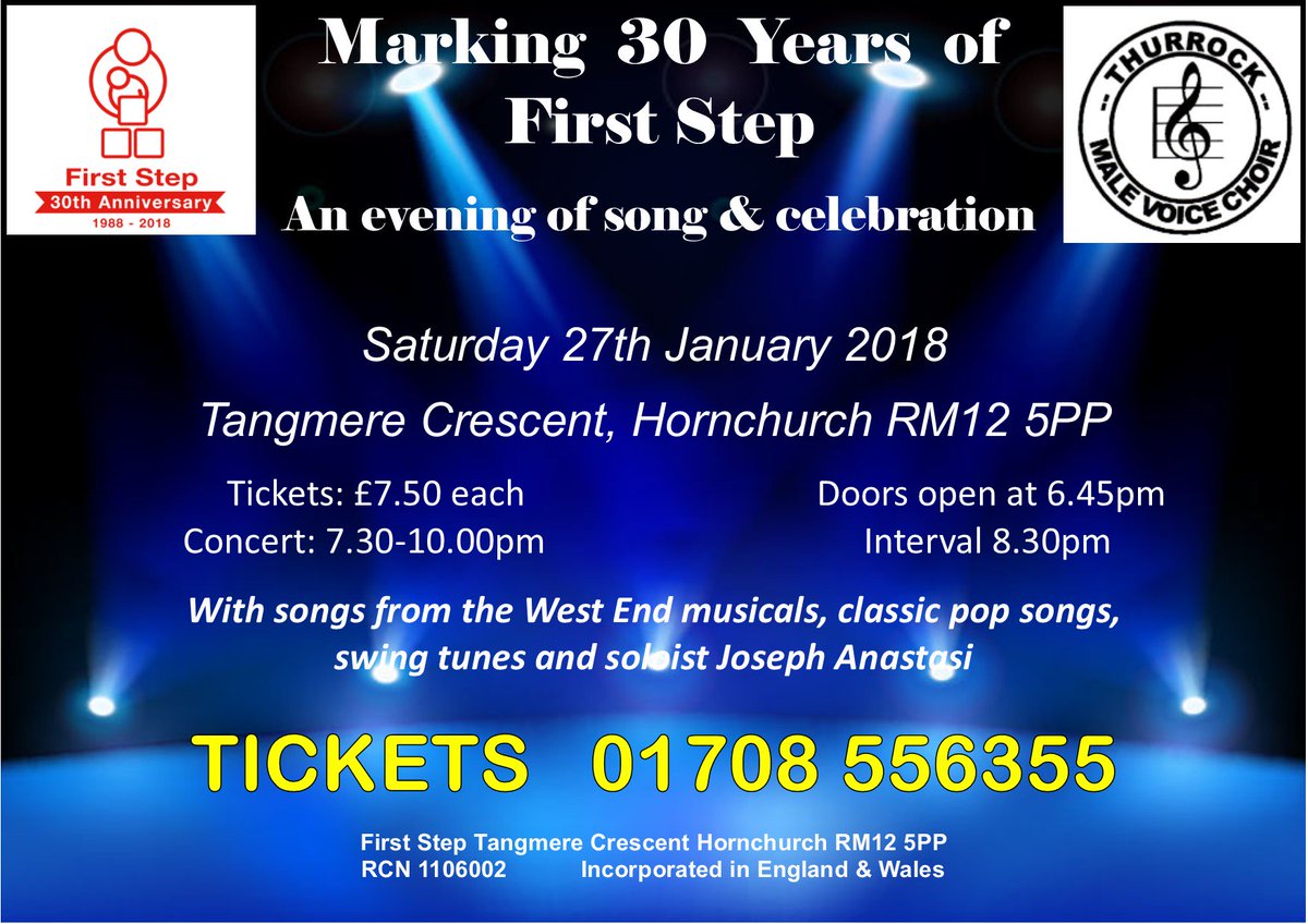 firststep1988's tweet photo. Some tickets remaining for this Saturday's event raising money for First Step #disability #charitytuesday @RomfordRecorder @HornchurchLife @GroveandDean @fvdata @Beresfords @havering_vc @Havo50forum @RM1WI @GideaParkLife @ElmParkRegen @H90J @themercurymall @HaveringEastRC https://t.co/OukjsLyeJC