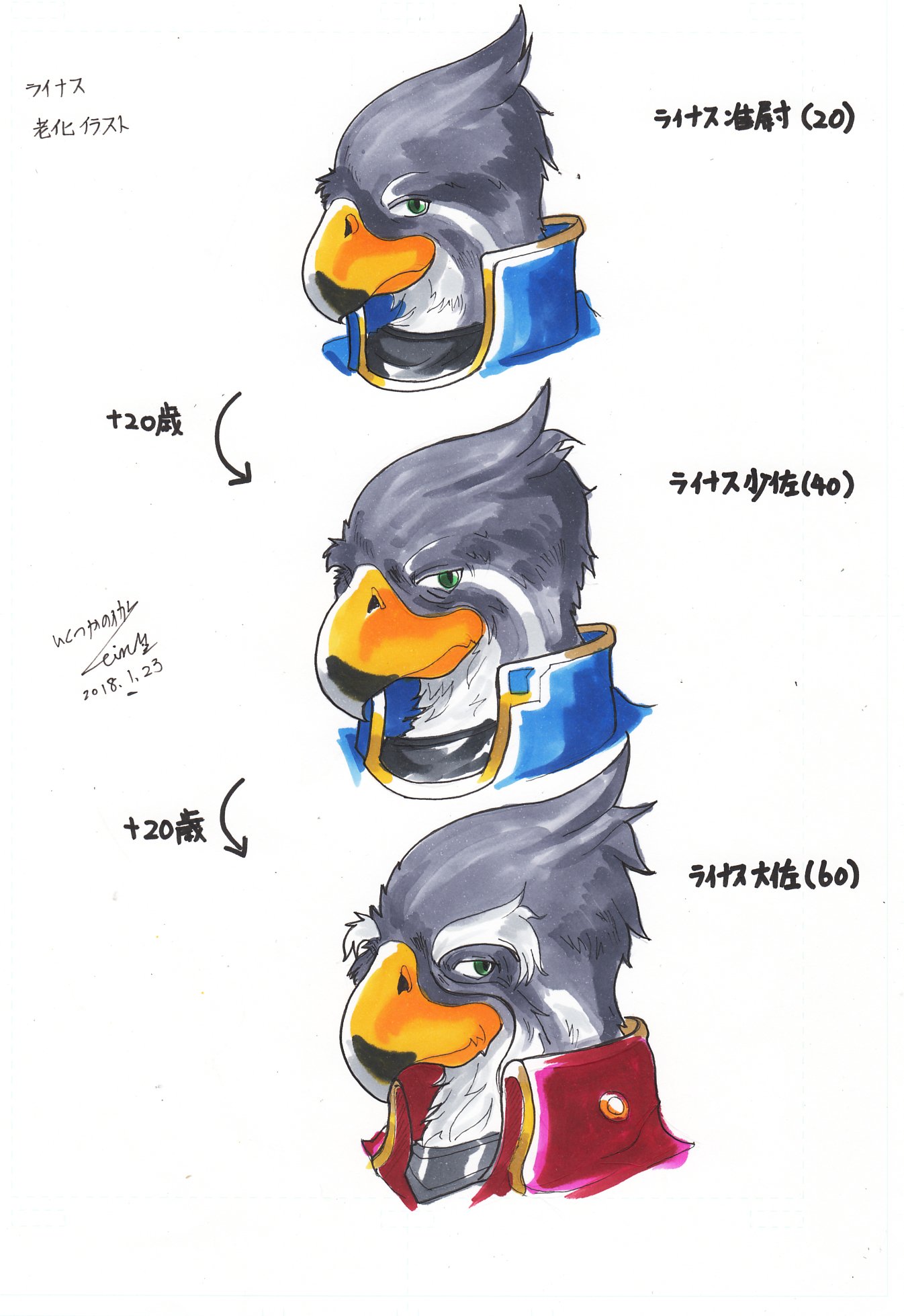 いくつかのイカリ マル爺 V Twitter ふぁぼされた数だけケモおっさんのイラストを描く これで残り７イラスト オリキャラのライナスを ２０歳ずつ老化させてみました あ コピック練習も兼ねてます T Co 7i2oqvr80i Twitter