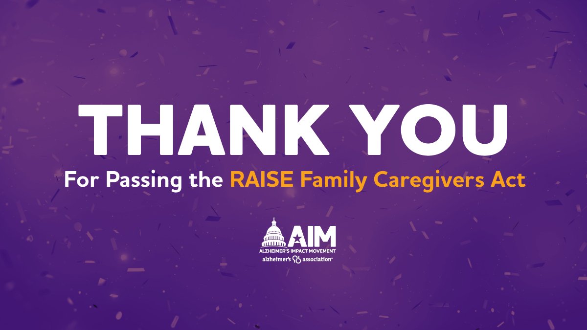 ALZIMPACT's tweet photo. Together, @alzimpact &amp; @alzassociation celebrate the monumental victory of RAISE #FamilyCaregiversAct being signed into law - We look forward to the implementation of this vital piece of legislation and the resources it brings to the caregiving &amp; #Alzheimers communities! #ENDALZ https://t.co/Y6LRH1vqDg