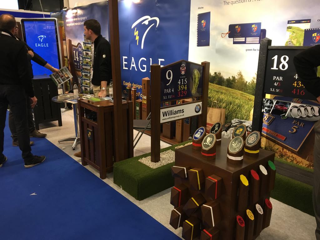 eaglegolfuk's tweet photo. #BTME2018 We are live! Visit @eaglegolfuk at stand B50 and see what we have been up to the Golfing Market.... https://t.co/SrgkQ3cTJ7 #BTME2018 #Signage #DesignForGolf #TeeSigns https://t.co/EqDdZ6sNb3