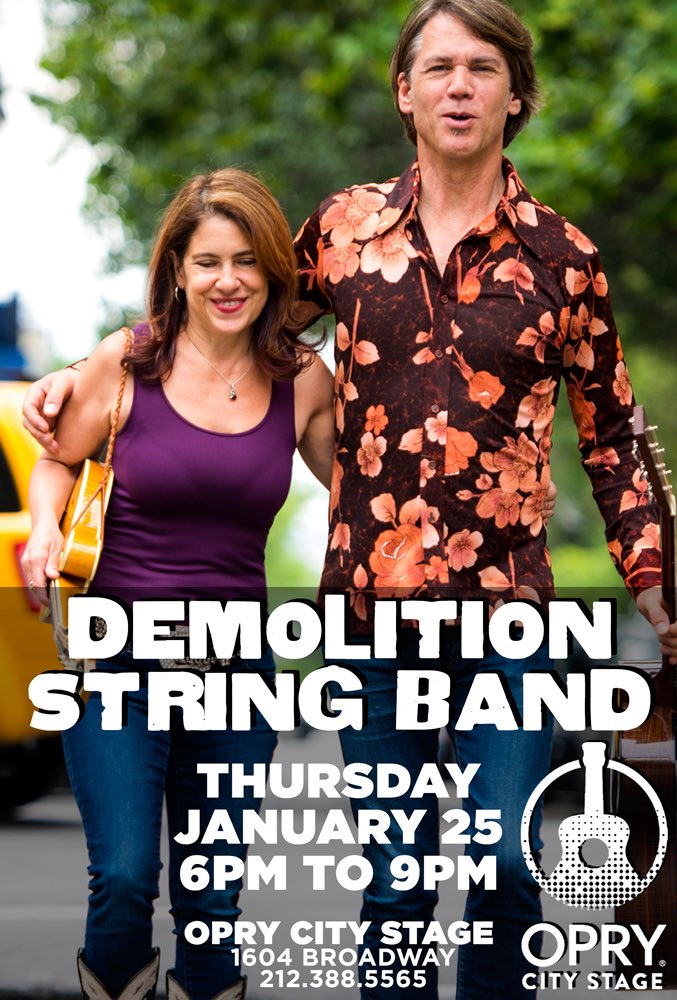 Demolition String Band returns to Opry City Stage this Thursday! Bringing our twangedelic sound to Times Square! <a href="/BooReiners/">Boo Reiners</a> <a href="/ElenaandBoo/">DemolitionStringBand</a> #countrymusic #countryinthecity #timessquare