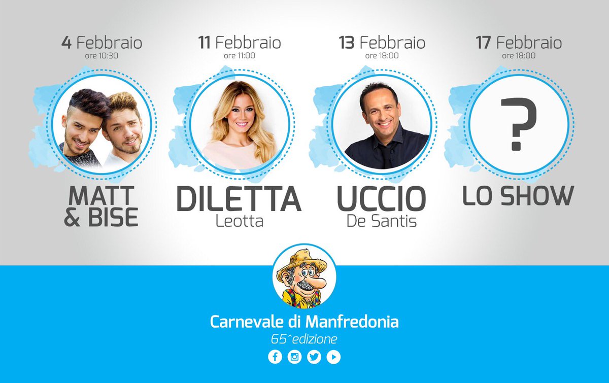 #Matt&amp;Bise, <a href="/DilettaLeotta/">Diletta Leotta</a> e <a href="/ucciomudu/">Uccio De Santis</a> alla 65^Edizione #Carnevalosa del #CarnevaleManfredonia. E l'ospite del 17? Sorpresa! 😎🎉 <a href="/RiccardiAngelo/">Angelo Riccardi</a>, <a href="/mistermazzone/">Saverio Mazzone</a>, <a href="/pugliaevents/">Puglia Events</a>, <a href="/ParcoGargano/">Parco del Gargano</a>, <a href="/rep_bari/">Repubblica Bari</a>, <a href="/RegionePuglia/">RegionePuglia</a>, <a href="/loredanacapone/">Loredana Capone</a>, <a href="/rafpiemontese/">Raffaele Piemontese</a>, <a href="/DiGioiaLeonardo/">Leo Di Gioia</a>, <a href="/rec24it/">rec24.it</a>