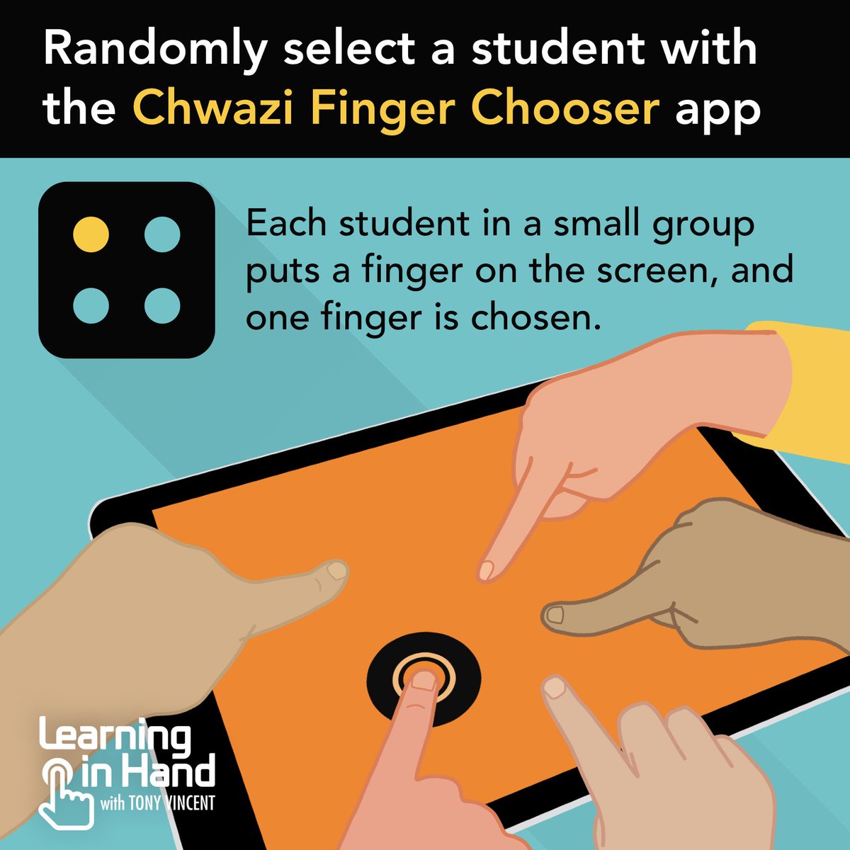 tonyvincent's tweet photo. π Chwazi Finger Chooser is a handy app when working with small groups of kids. Get it free from the iOS App Store or Google Play. https://t.co/P43JjajDhV