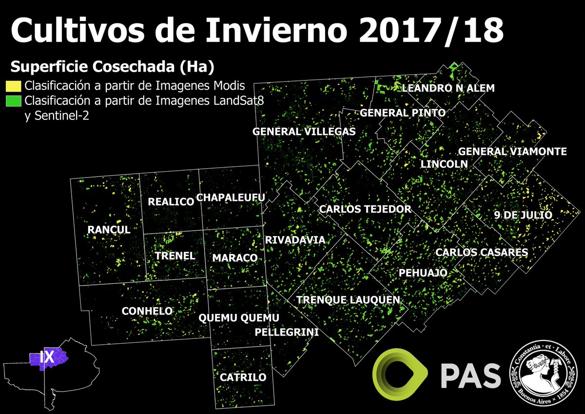 BolsadeC_ETyM's tweet image. 🔎Estudio de coberturas vegetales en cultivos de invierno campaña 2017/18 a partir de análisis de imágenes Modis, LandSat8 y Sentinel-2. #trigo #cebada 🛰️🌎🌾