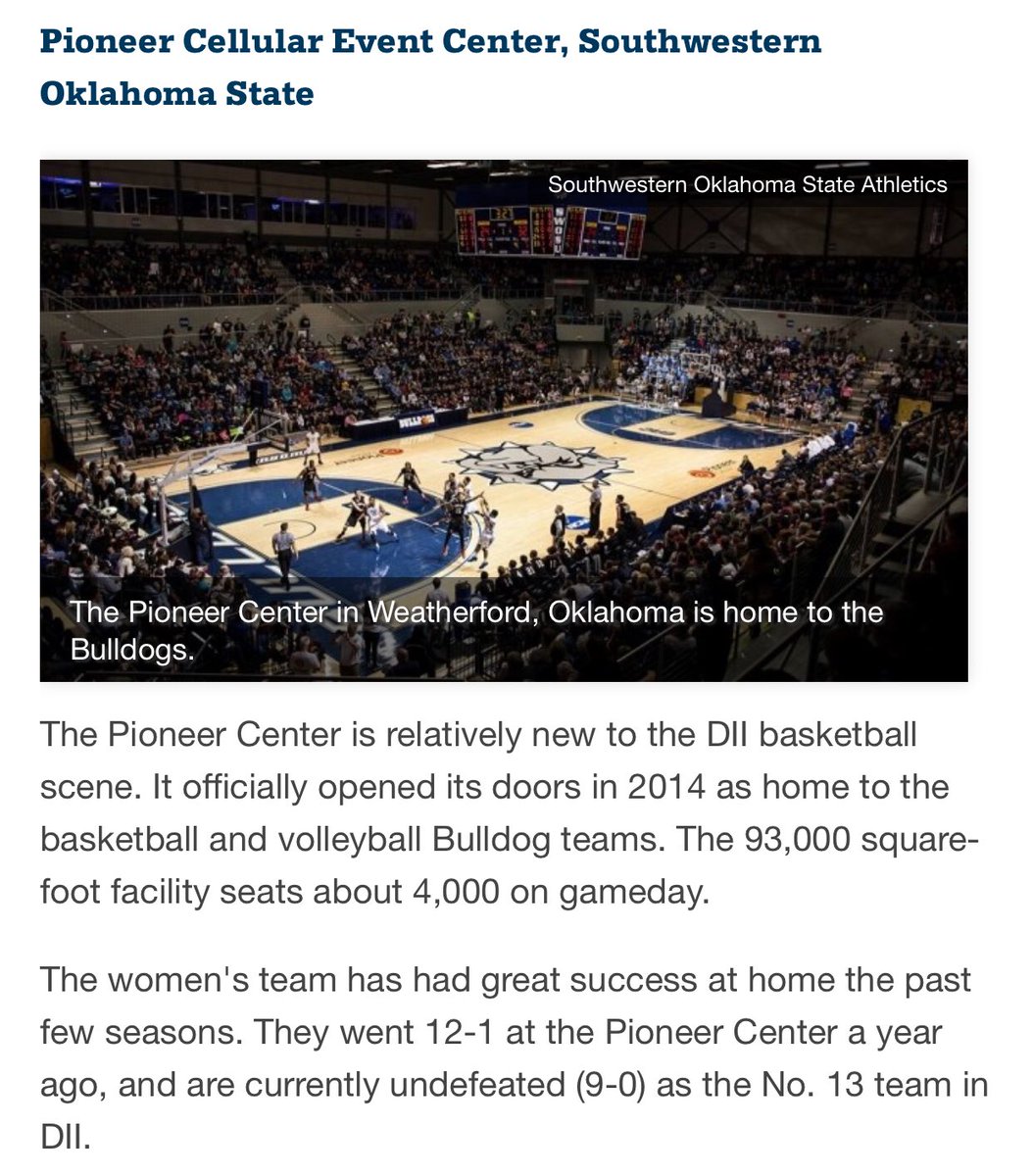 PCECevents's tweet image. In a survey of college basketball fans, SWOSU’s Pioneer Cellular Event Center is considered among the Top Arenas in #NCAAD2!

LIST: ncaa.com/news/basketbal…

#SWOSUProud