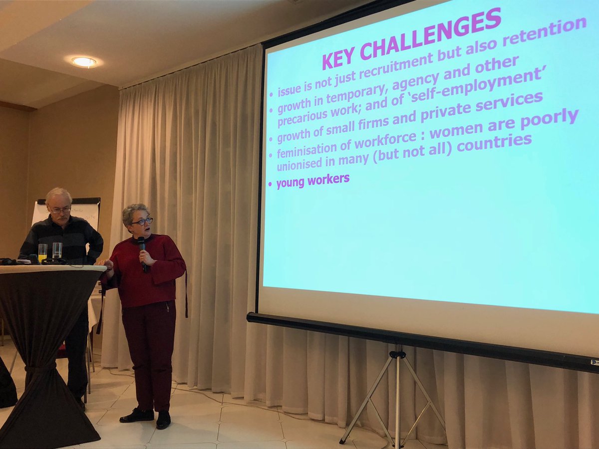luc_triangle's tweet photo. Richard Hyman and Rebecca Gumbrell speaking on @industriAll_EU workshop on #buildingtradeunionpower #etui trade unions must be collective organisation, not a collective of individuals https://t.co/cQCNcwYjxy