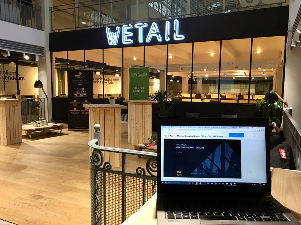 L’heure de notre #Masterlcass #ReactNative approche ⏰ ! <a href="/fillon_b/">Benoit Fillon</a> vous explique comment développer une #app mobile simple et fonctionnelle ➡️ <a href="/Wetail/">Wetail</a> #Lille 📍 #code #event #learn #devs