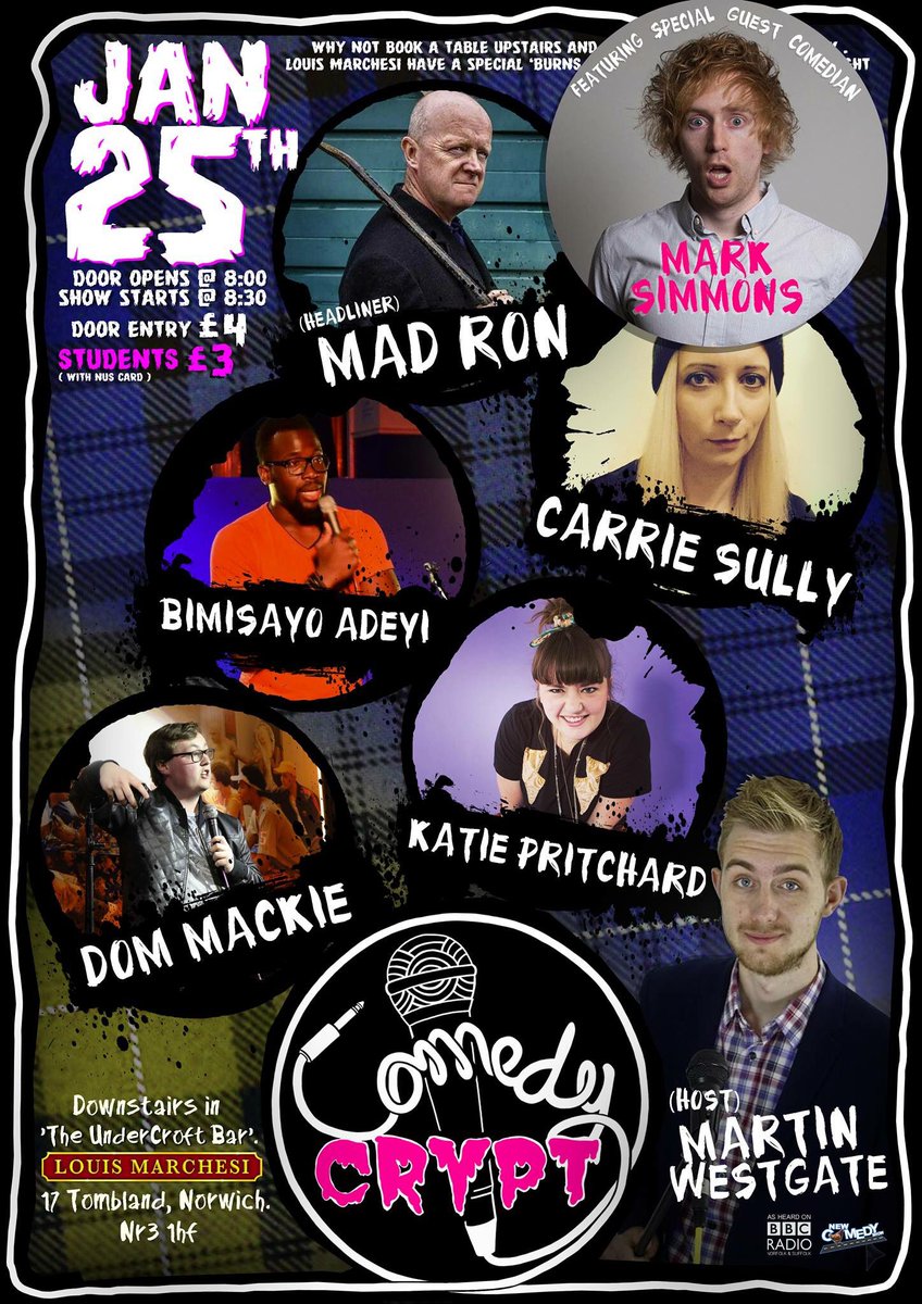 Dear Norwich , this is happening on Thursday.. if you are able to come you should as it’s an amazing lineup and we have Mark Simmons popping by to tell some jokes