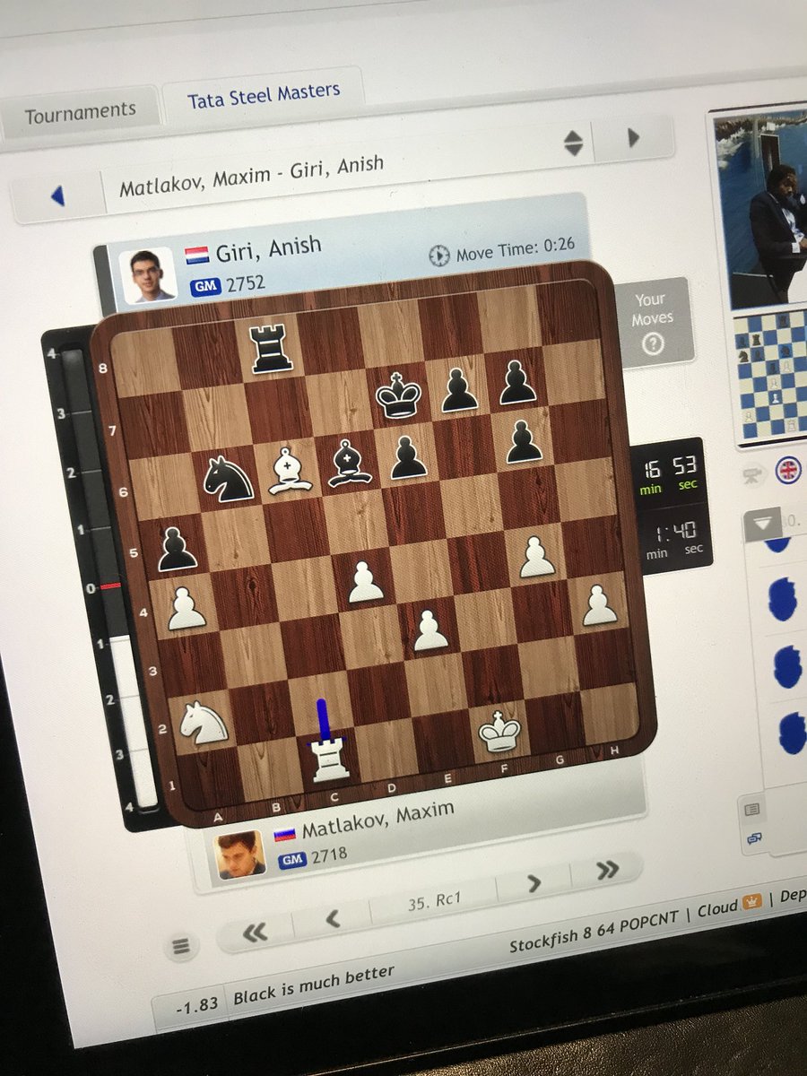 AnneStrik's tweet photo. Het is zo spannend.....
#Giri vs #Matlakov 
#schaken #TataSteelChess https://t.co/6E1QFGi7rV