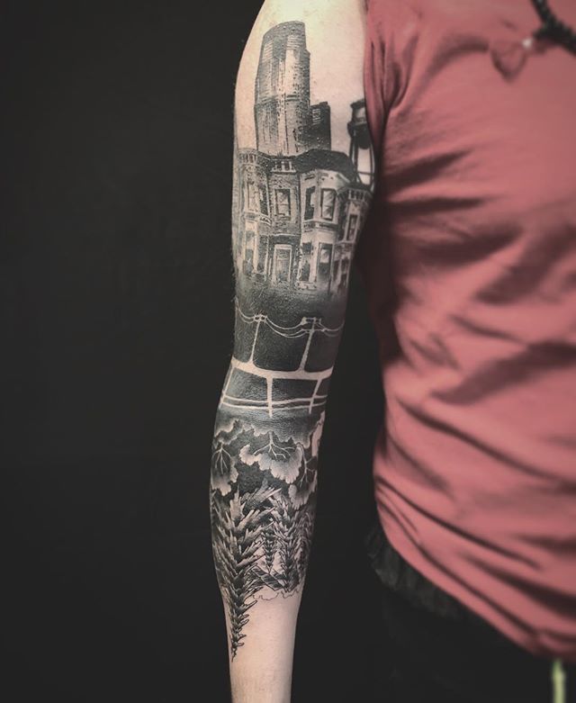 Tattoo uploaded by Stacie Mayer  Black and grey city skyline and money  tattoo by Miss Kimberley blackandgrey realism MissKimberley city  skyline money  Tattoodo