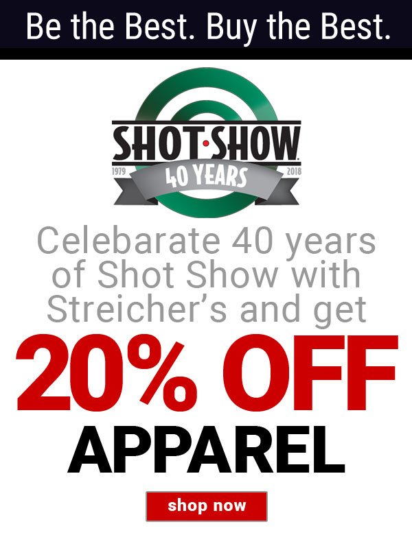 Shot Show has Started and that Means Big Savings at Streicher's. Get 20% OFF Site Wide all Week Long!!!  #shotshow2018 #onlineshopping   ow.ly/IhhX30hX5Mq