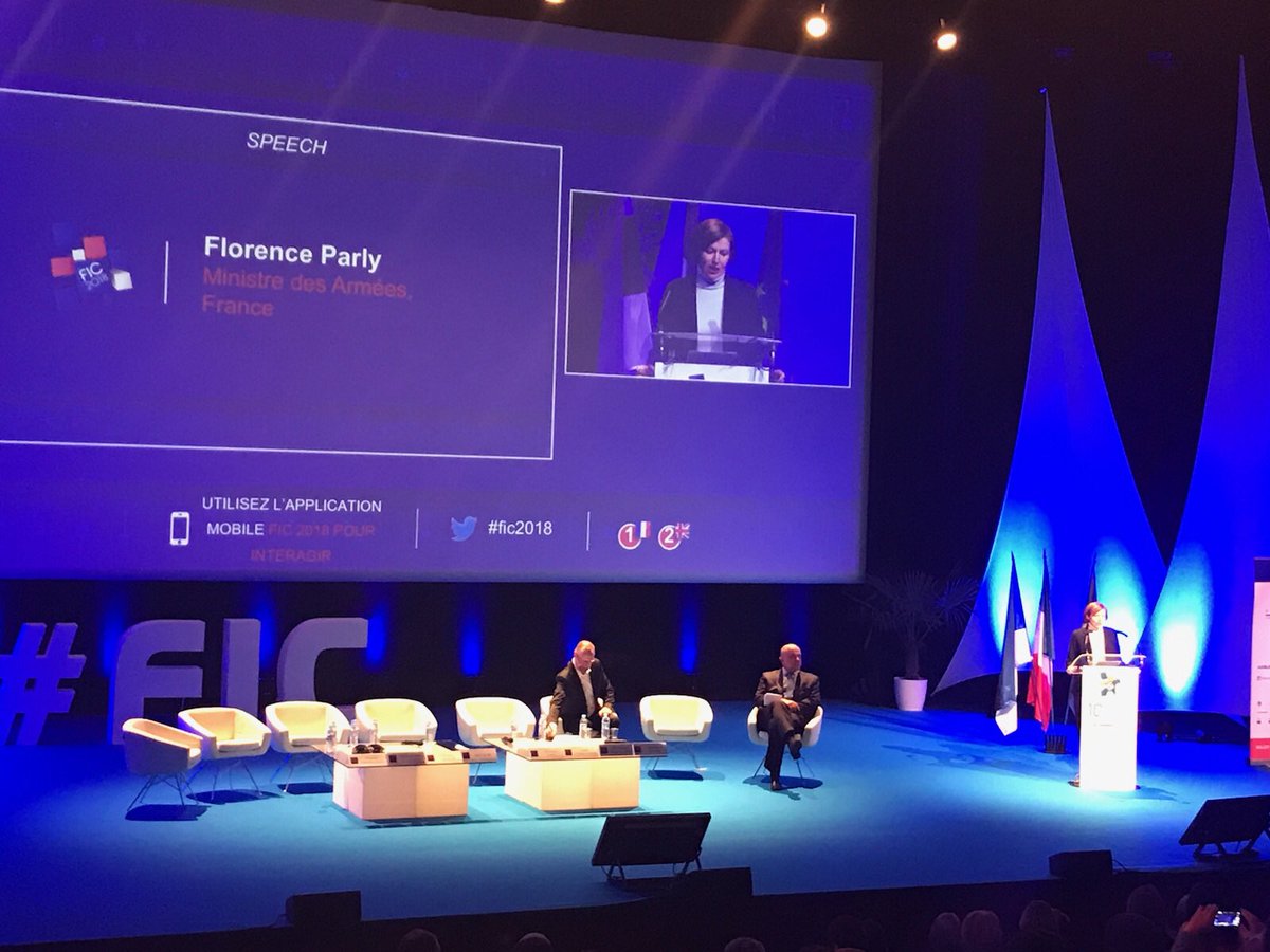 DBonnoron's tweet photo. « Pas de cyber défense sans innovation » message fort de @florence_parly en conclusion de cette 1ère journée du #FIC2018 . Startups, grands groupes et institutions : travaillons ensemble. https://t.co/edlIxinX6P
