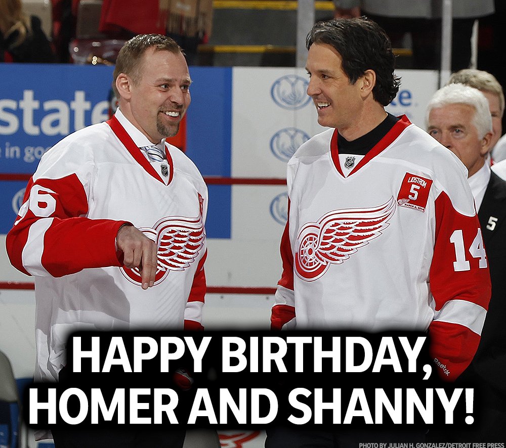 Happy birthday to legends Tomas Holmstrom and Brendan Shanahan! They turn 45 and 49 today. 